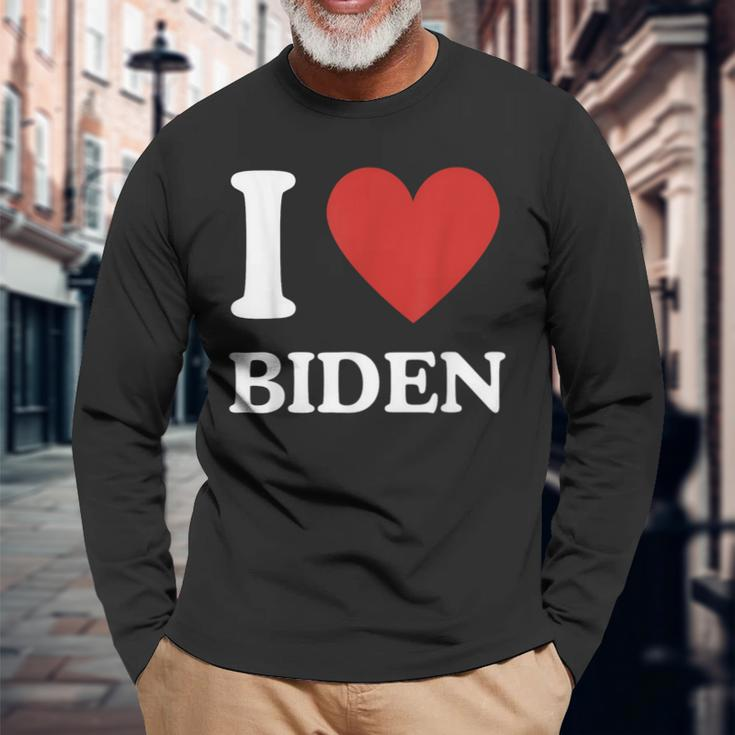 I Love Biden Heart Joe Show Your Support Long Sleeve T-Shirt Gifts for Old Men