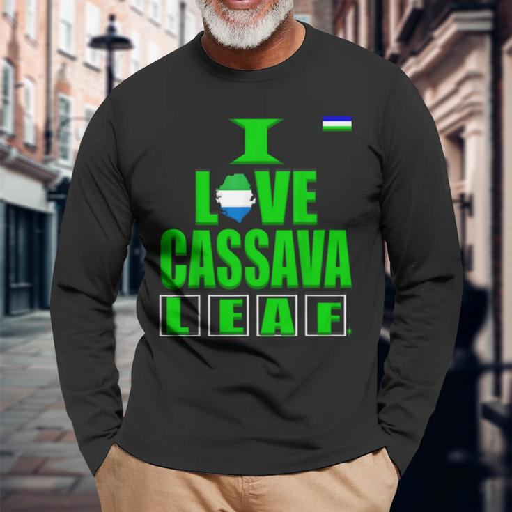 I Love Cassava LeafI Love Sierra LeoneSalone FoodLong Sleeve T-Shirt Gifts for Old Men