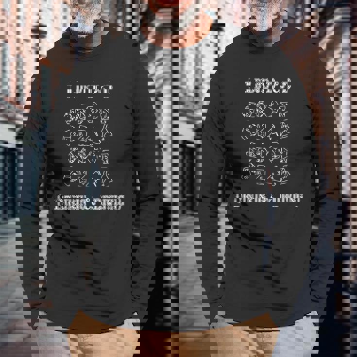 I Love D And D Drinking And Driving Gamer D20 Lover Long Sleeve T-Shirt Gifts for Old Men