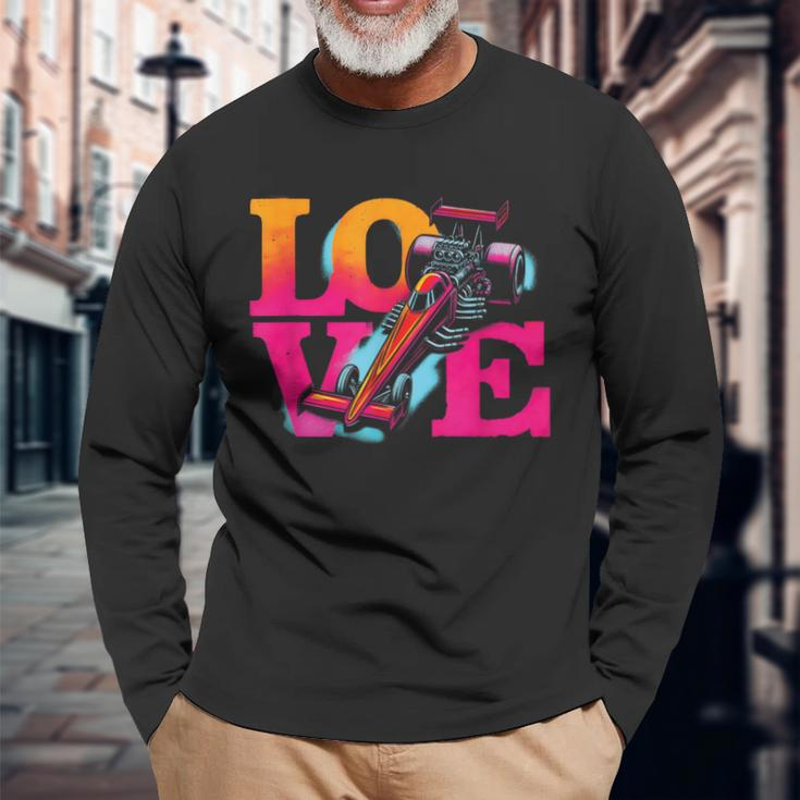 Love Drag Racing Vintage Colorful Drag Racing Cars Lover Long Sleeve T-Shirt Gifts for Old Men