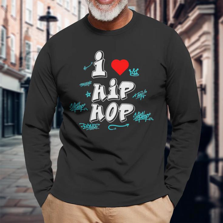 I Love Hip Hop Herz Rap Und Hip Hop Fan Langarmshirts Geschenke für alte Männer