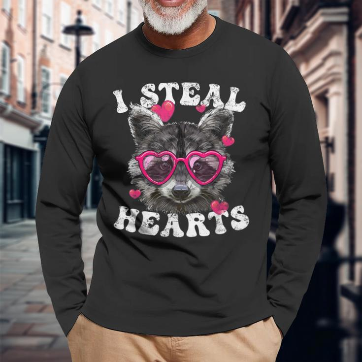 I Love Raccoon Face Raccoon Lover Raccoon Valentine Long Sleeve T-Shirt Gifts for Old Men