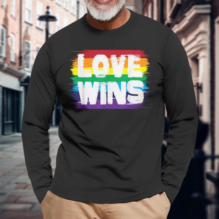 Love Wins Cute Witty Lgbt Community Long Sleeve T-Shirt Gifts for Old Men