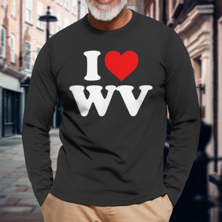 I Love Wv Heart West Virginia Long Sleeve T-Shirt Gifts for Old Men