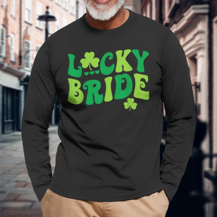 Lucky Bride Groom Couples Matching Wedding St Patrick's Day Long Sleeve T-Shirt Gifts for Old Men