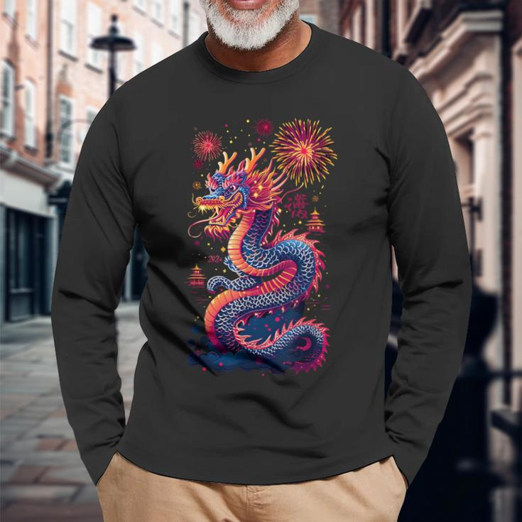 Lunar Chinese New Year 2024 Year Of The Dragon 2024 Long Sleeve T-Shirt Gifts for Old Men