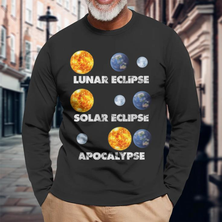 Lunar Eclipse Solar Eclipse Apocalypse Astronomy Long Sleeve T-Shirt Gifts for Old Men
