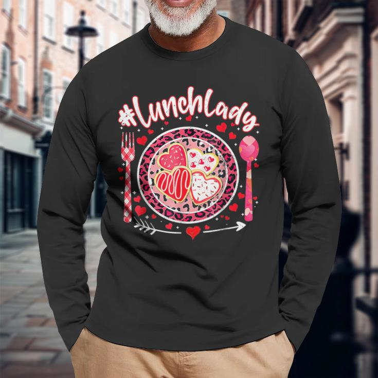 Lunch Lady Happy Valentine's Day Cafeteria Worker Long Sleeve T-Shirt Gifts for Old Men