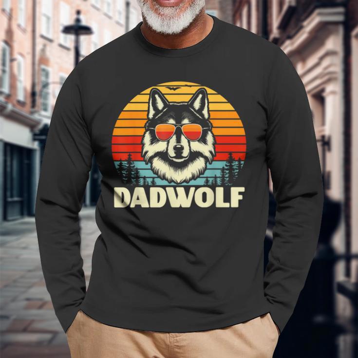 Lustige Geschenkeidee Papa Dadatertagater Wolf Dadwolf Langarmshirts Geschenke für alte Männer