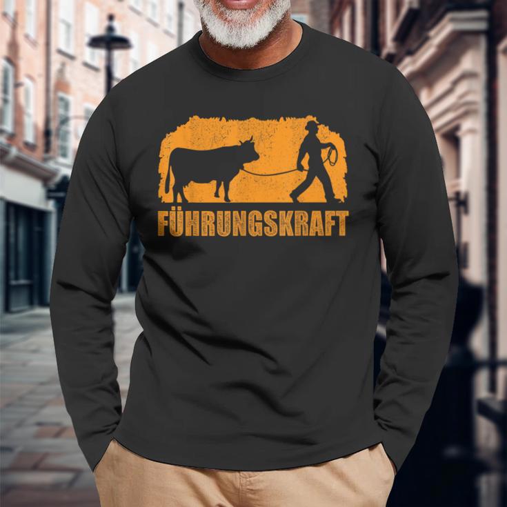 Lustiges Bauern-Langarmshirts Führungskraft, Bauer und Kuh Motiv Geschenke für alte Männer