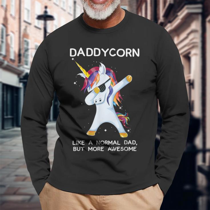 Lustiges Dabbing Einhorn Daddycorn Dab Unicorns Daddy Papa Geschenk Langarmshirts Geschenke für alte Männer