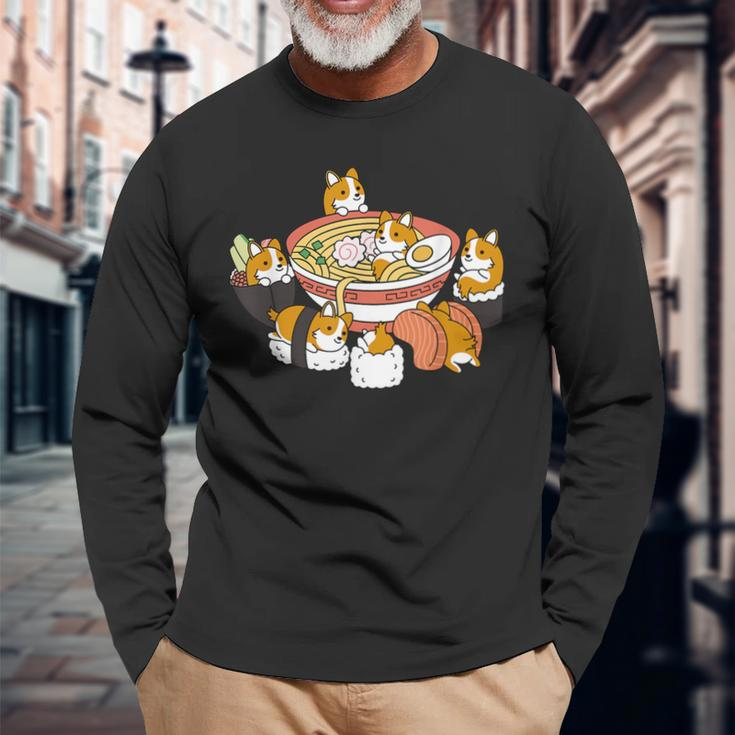 Lustiges Katzen-Ramen Langarmshirts, Cartoon-Katzen mit Nudelschüssel Geschenke für alte Männer