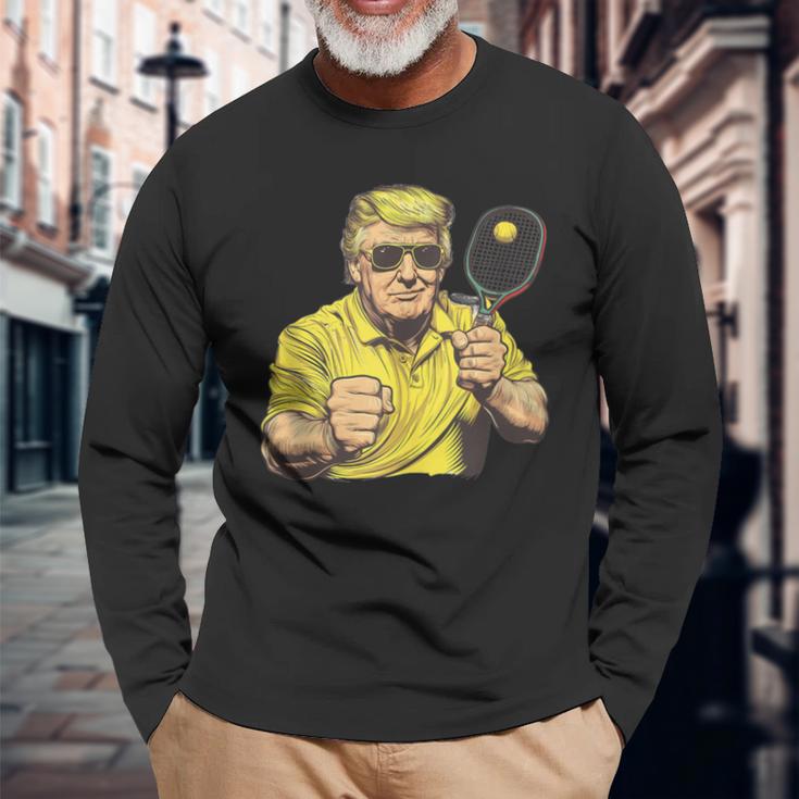 Lustiges Trump-Spiel Pickleballatertag Papa Weihnachten Langarmshirts Geschenke für alte Männer