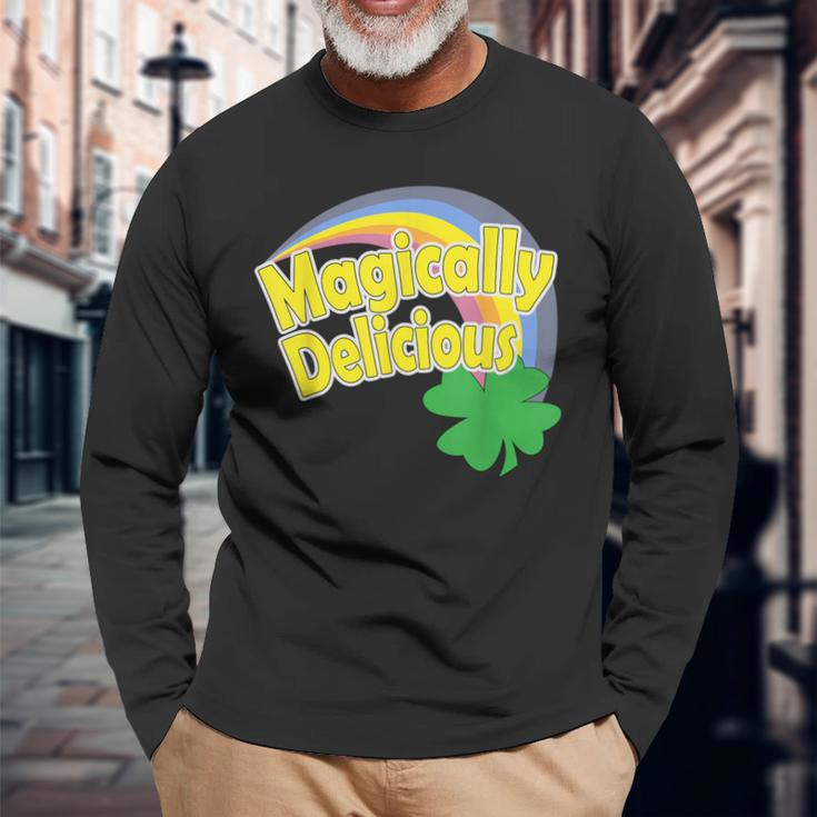 Magically Delicious St Patrick's Day Lucky Charms Rainbow Long Sleeve T-Shirt Gifts for Old Men