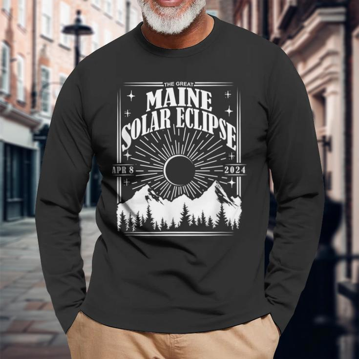 Maine Total Solar Eclipse 2024 Astrology Event Long Sleeve T-Shirt Gifts for Old Men