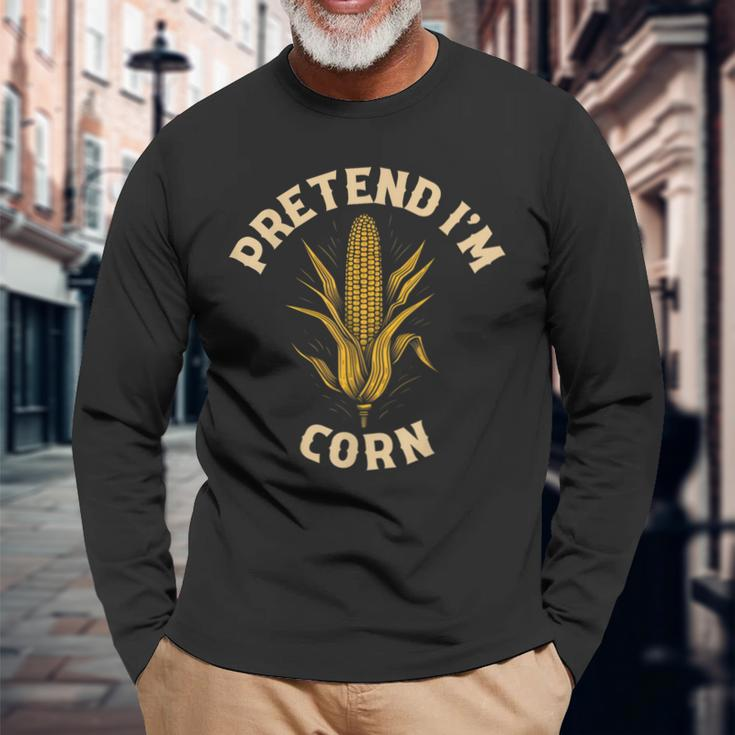 Mais-Motiv Schwarzes Langarmshirts Pretend I'm Corn, Witziges Design Tee Geschenke für alte Männer