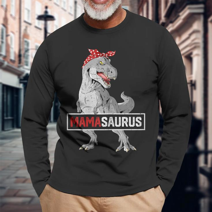 MamasaurusRex Birthday Dinosaur Mommy Family Matching Long Sleeve T-Shirt Gifts for Old Men