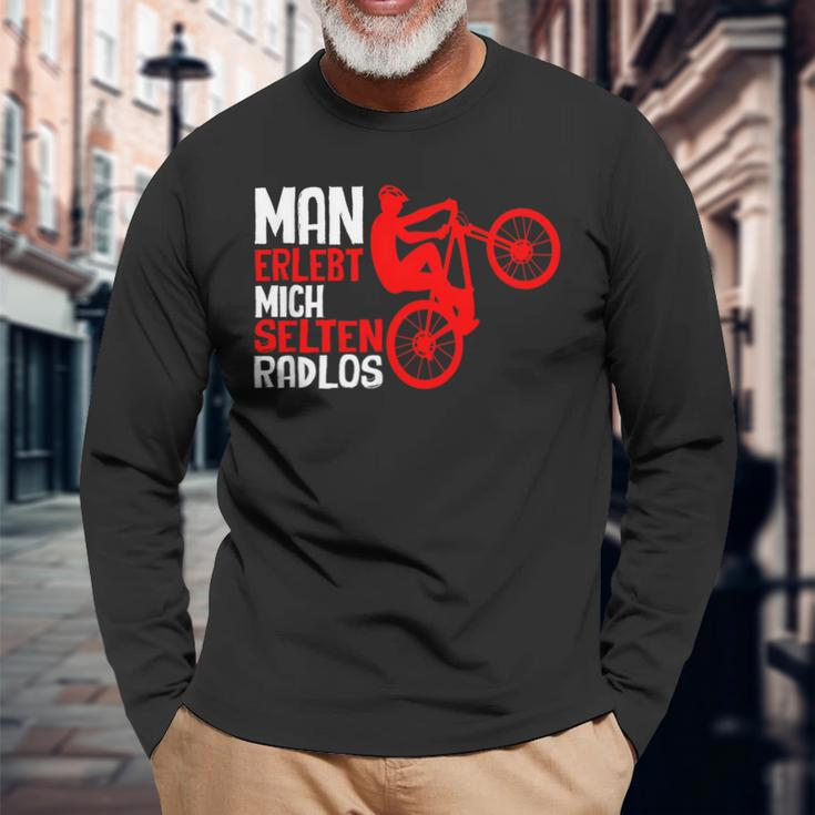 Man Erlebt Mich Selten Radlos Cycling Bicycle Cyclist Langarmshirts Geschenke für alte Männer
