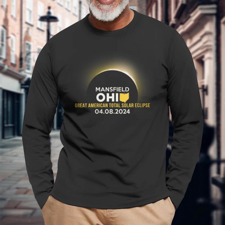 Mansfield Oh Ohio Total Solar Eclipse 2024 Long Sleeve T-Shirt Gifts for Old Men