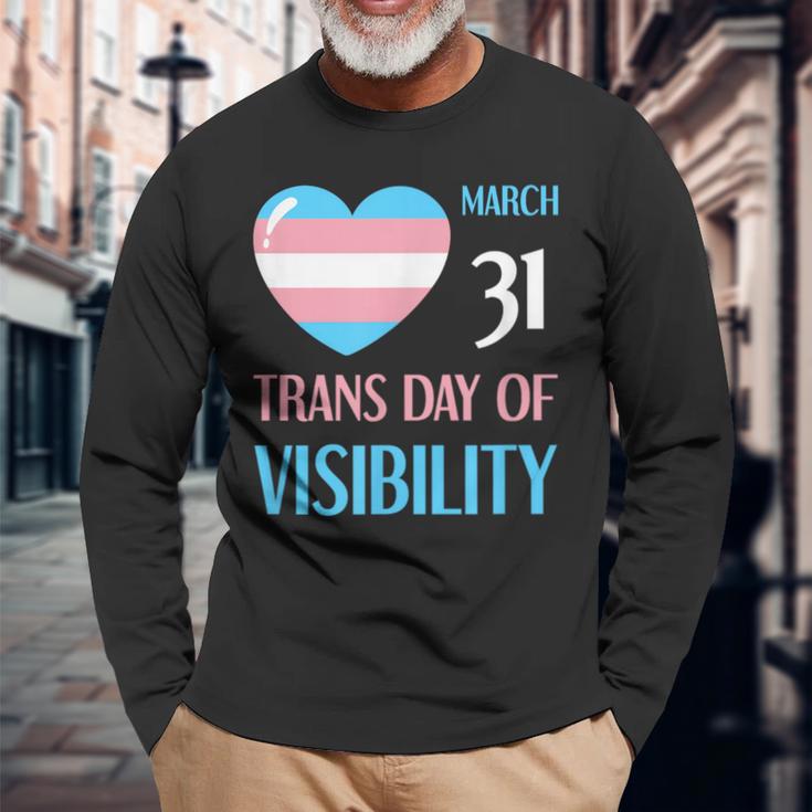 March 31 Trans Day Of Visibility Awareness Transgender Ally Long Sleeve T-Shirt Gifts for Old Men