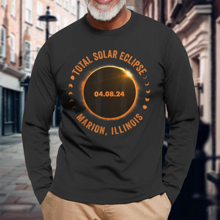 Marion Illinois State Total Solar Eclipse 2024 Long Sleeve T-Shirt Gifts for Old Men