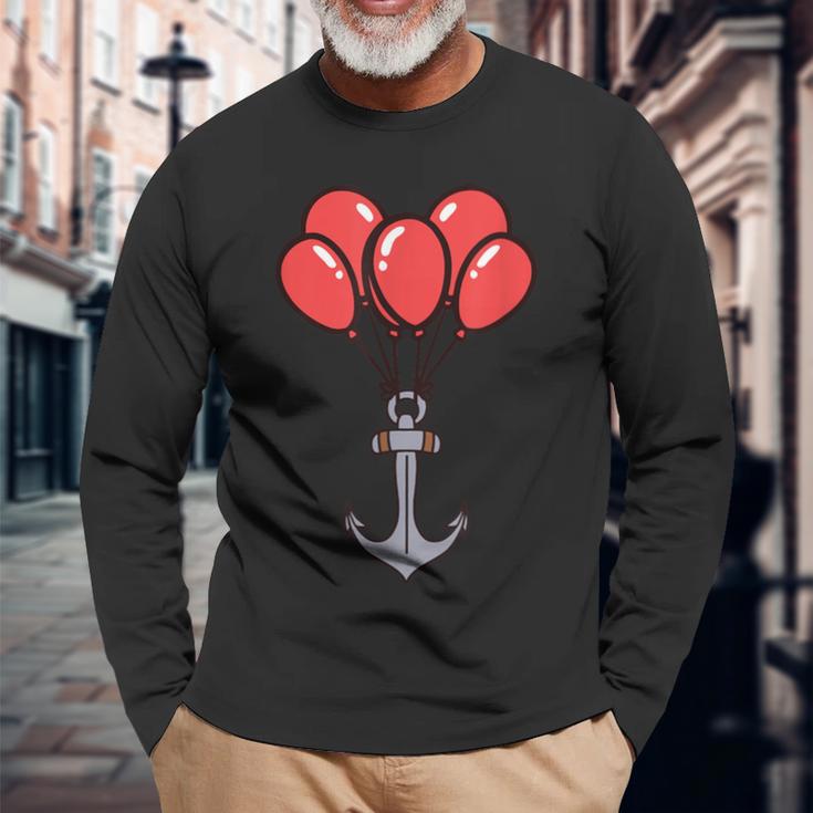 Maritim Anker Luftballons Geburtstag Grüße Seemann Ahoi Langarmshirts Geschenke für alte Männer