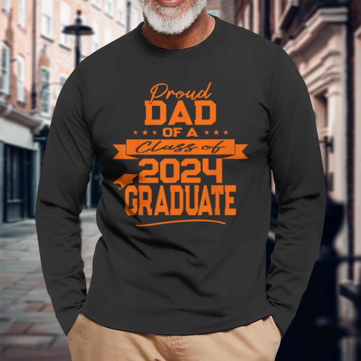 Matching Family Orange Proud Dad Class Of 2024 Graduate Long Sleeve T-Shirt Gifts for Old Men