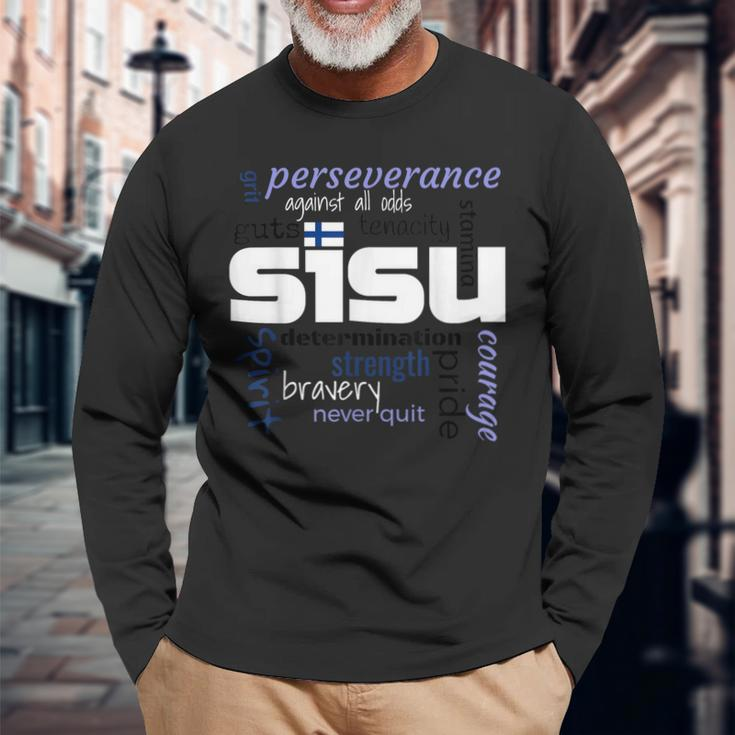 The Meaning Of Finnish Sisu Definition Novelty Long Sleeve T-Shirt Gifts for Old Men