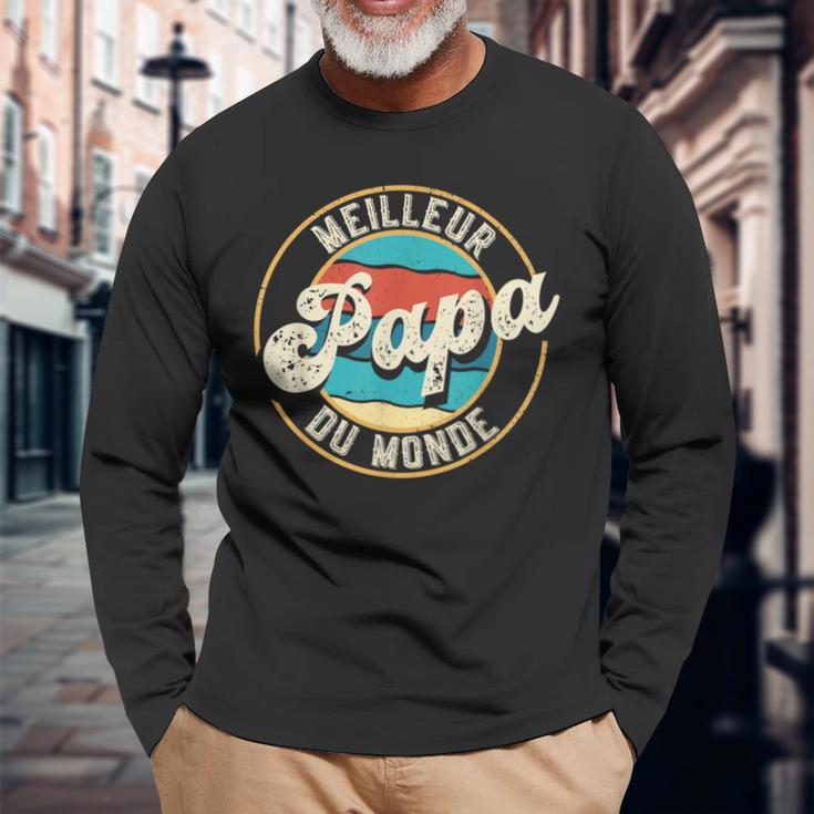 Meilleur Papa Du Monde Cadeau Papa Pour Fête Des Pères Langarmshirts Geschenke für alte Männer