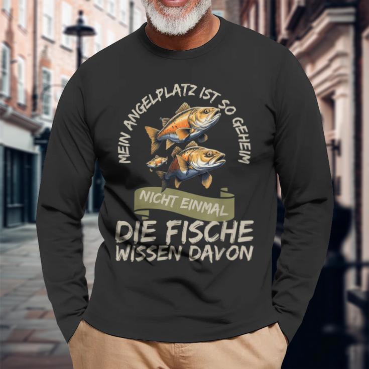 Mein Angelplatz Ist So Geheim Nicht Einmal Die Fische Wissen Langarmshirts Geschenke für alte Männer