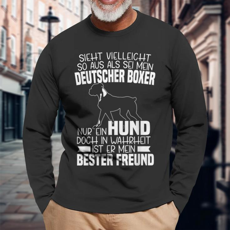 Mein Deutscher Boxer Ist Mein Beste Freund Boxer Dog Langarmshirts Geschenke für alte Männer