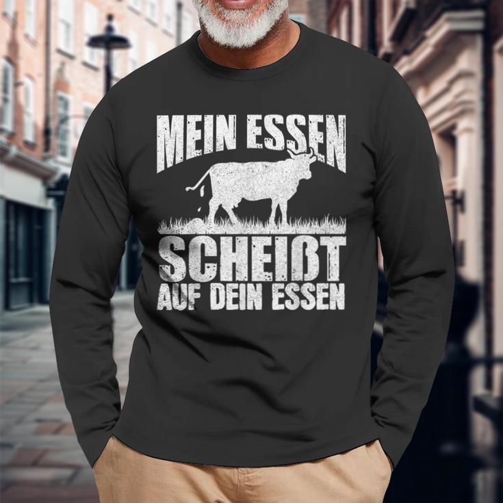 Mein Essen Scheißt Auf Dein Essen Fleischesser Griller Grill Langarmshirts Geschenke für alte Männer