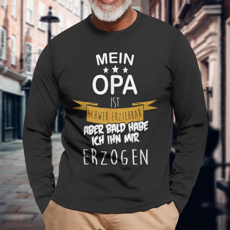 Mein Opa Ist Schwererziehbar I Children's Langarmshirts Geschenke für alte Männer