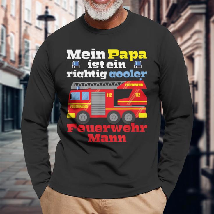 Mein Papa Ist Ein Richtig Cooler Fireman Langarmshirts Geschenke für alte Männer