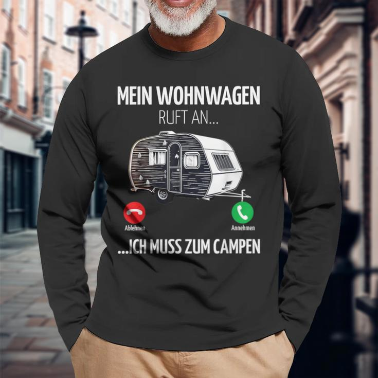 Mein Wohnwagen Ruft An Muss Zum Camping Camper Langarmshirts Geschenke für alte Männer