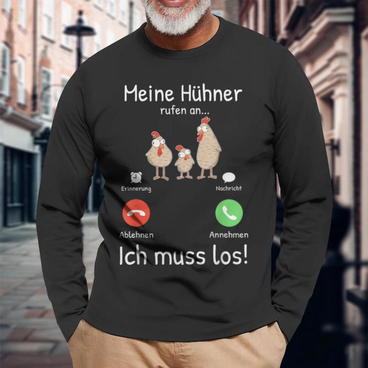 Meine Hühner Rufen An Bauer Turkey Farmer Langarmshirts Geschenke für alte Männer