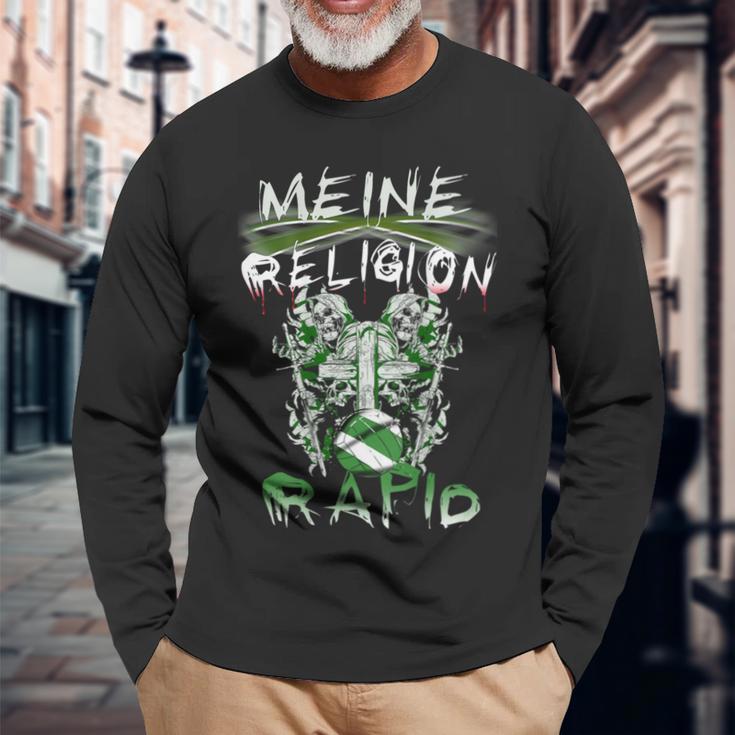 Meine Religion Rapid Fußballfan-Langarmshirts, Schwarz, Fanbekleidung Geschenke für alte Männer