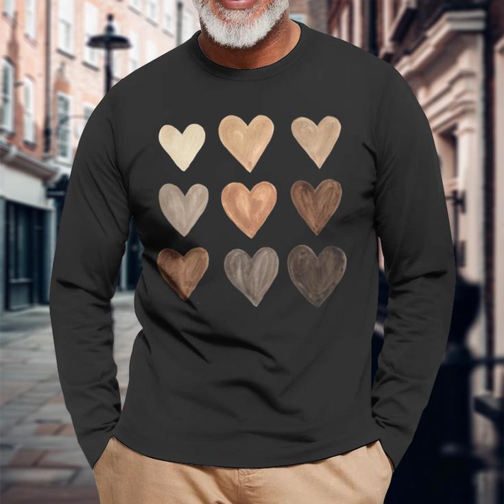 Melanin Hearts Social Justice Equality Unity Protest Long Sleeve T-Shirt Gifts for Old Men