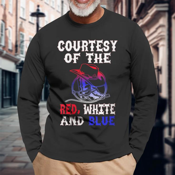 Men's Courtesy Red White And Blue Long Sleeve T-Shirt Gifts for Old Men