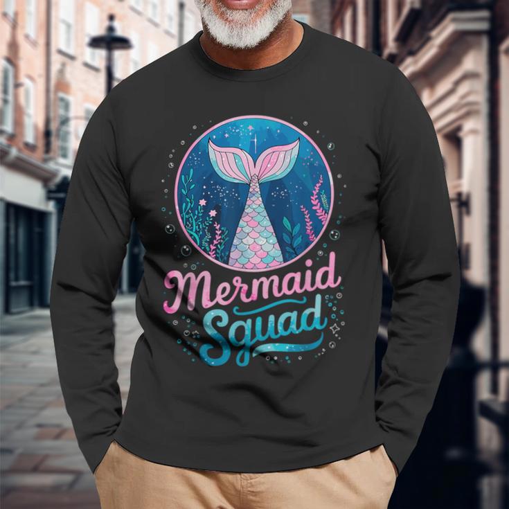 Mermaid Birthday Party Squad Of The Mermaid Long Sleeve T-Shirt Gifts for Old Men