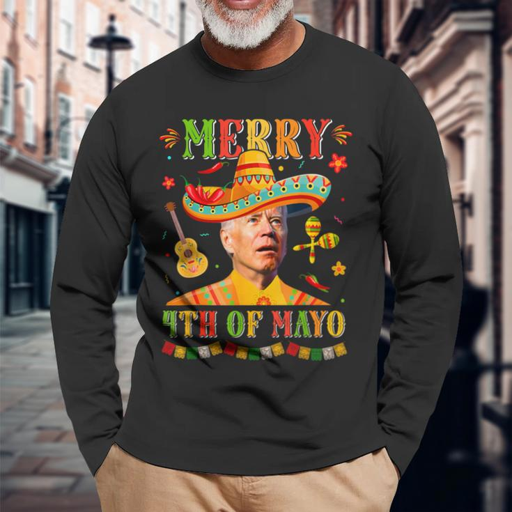 Merry 4Th Of Mayo Sombrero Joe Biden Cinco De Mayo Mexican Long Sleeve T-Shirt Gifts for Old Men