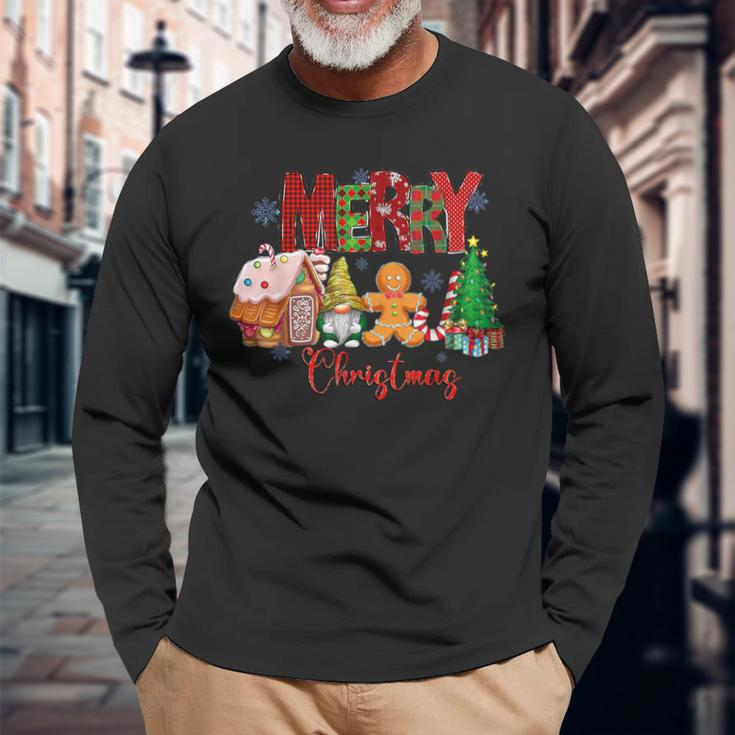 Merry Christmas Candy House Lemon Gnome Gingerbread Pajamas Long Sleeve T-Shirt Gifts for Old Men