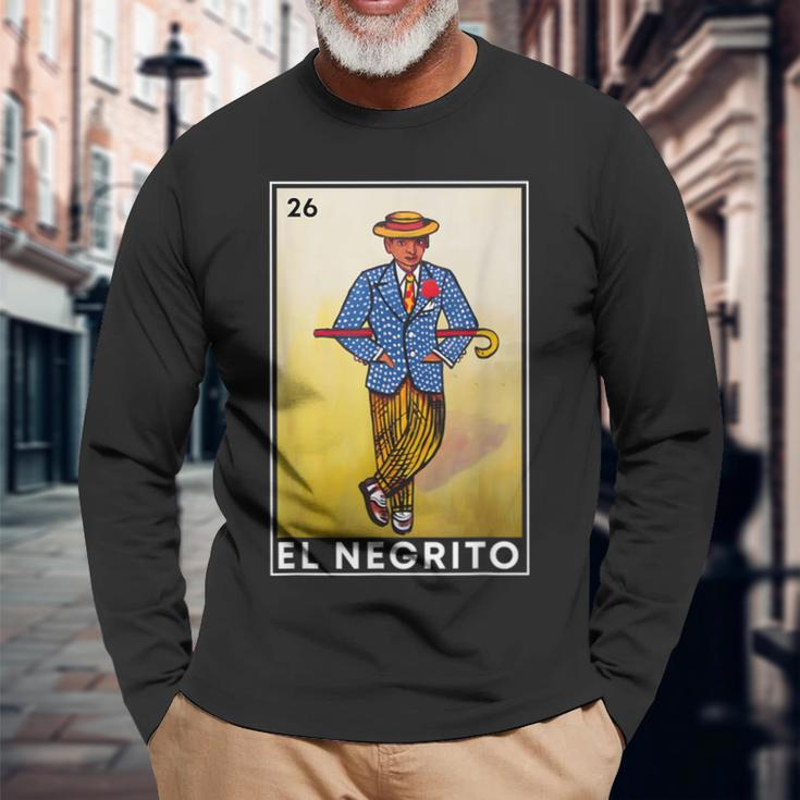 Mexican Lottery Cards Lotto Mexicana Bingo Loto El Negrito Long Sleeve T-Shirt Gifts for Old Men