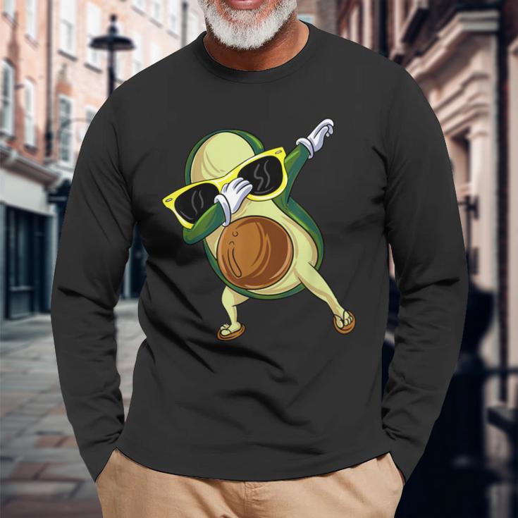 Mexican Vegan Cinco De Mayo Dabbing Avocado Long Sleeve T-Shirt Gifts for Old Men