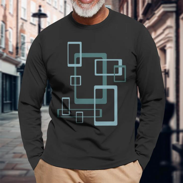 Mid Century Modern 50S 60S Geometric Abstract Pattern Long Sleeve T-Shirt Gifts for Old Men