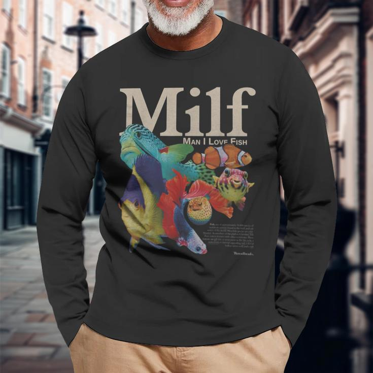 Milf Man I Love Fish Long Sleeve T-Shirt Gifts for Old Men