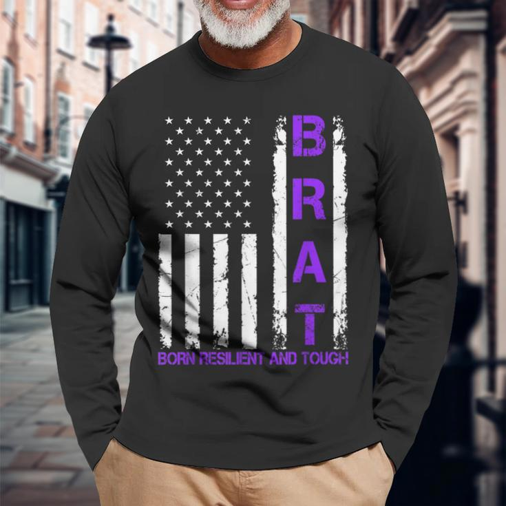 Military Child Us Flag Born Resilient And Tough Brat Long Sleeve T-Shirt Gifts for Old Men