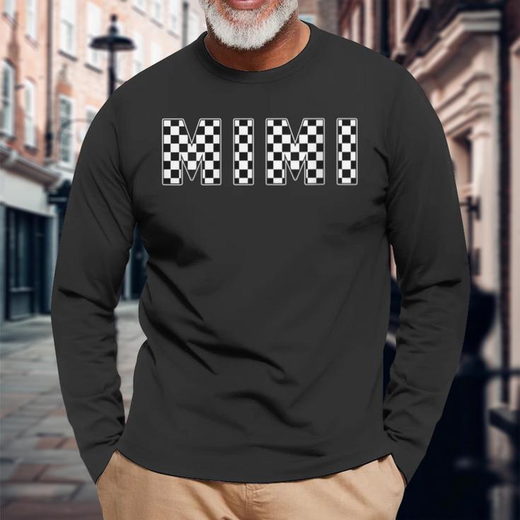 Mimi Racing Race Car Mimi Checkered Flag Pit Crew Bday Long Sleeve T-Shirt Gifts for Old Men