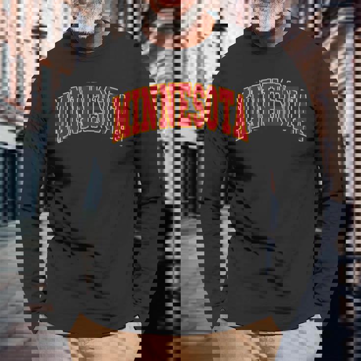 Minnesota Throwback Print Classic Long Sleeve T-Shirt Gifts for Old Men