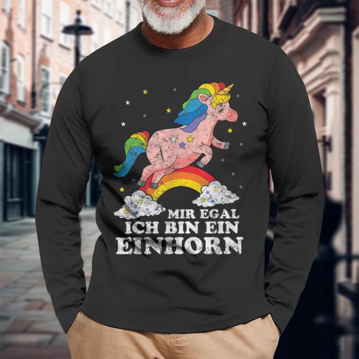 Mir Egal Ich Bin Ein Unicorn Fun Langarmshirts Geschenke für alte Männer